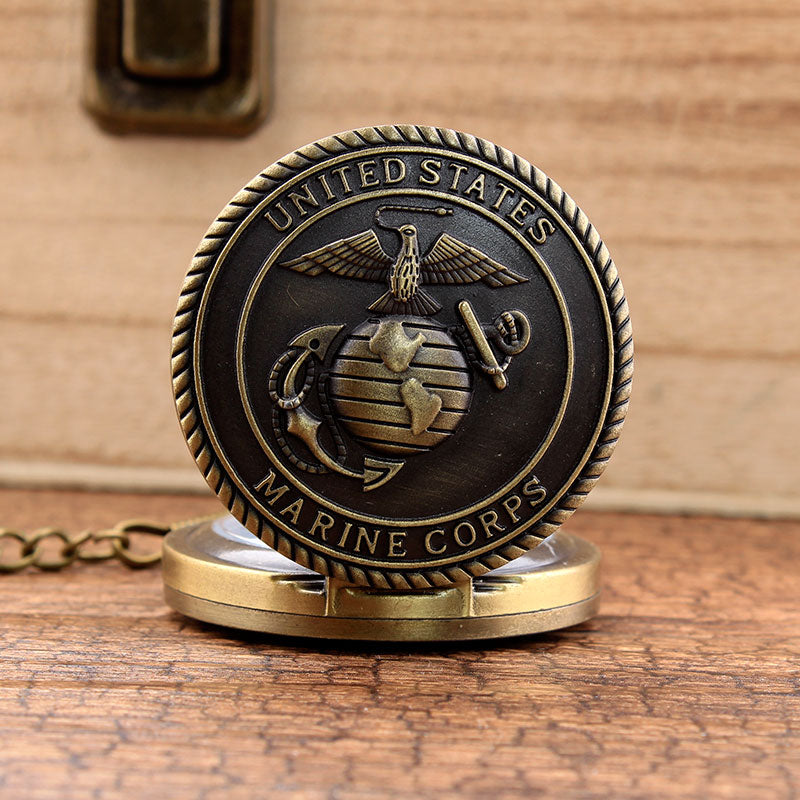 Unisex Retro Antique United States Marine Corps Theme Pocket Watch  -  GeraldBlack.com