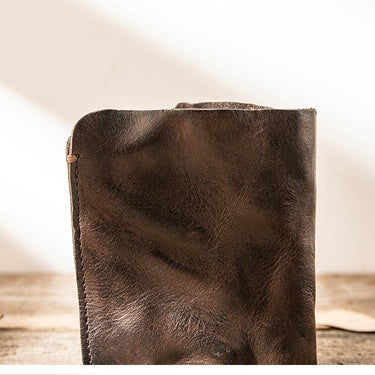 Unisex Retro Cowhide  First Layer of Leather Coin Purse Vertical Section Ultra Thin Small Short Wallet  -  GeraldBlack.com