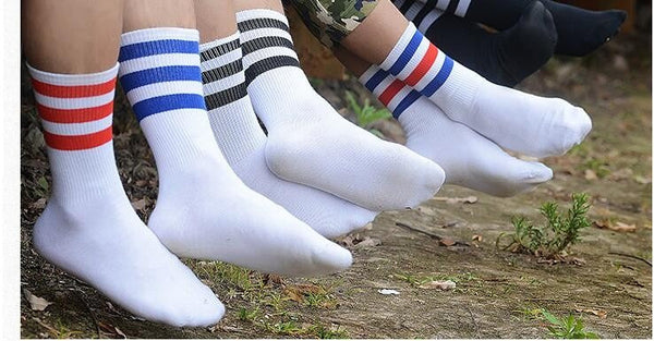 Unisex Retro Old School Hip-hop Style Three Stripes Cotton Long Socks  -  GeraldBlack.com