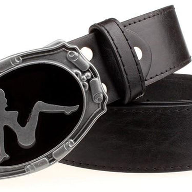 Unisex Retro Pattern Cowboy Style Metal Buckle Pattern Jeans Belt - SolaceConnect.com