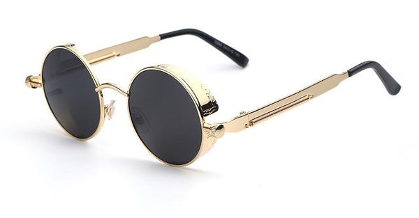 Unisex Retro Round Steampunk Vintage Sunglasses with Mirror Lens - SolaceConnect.com
