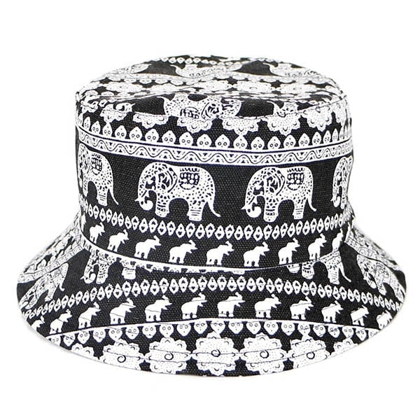 Unisex Reversible Elephant Print Vintage Style Bucket Hat for Summer  -  GeraldBlack.com