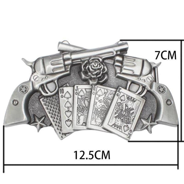 Unisex Rock Style Lucky Poker Gamble Metal Buckle Playing Card Belt - SolaceConnect.com