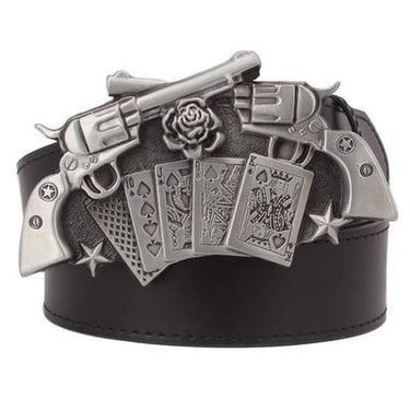 Unisex Rock Style Lucky Poker Gamble Metal Buckle Playing Card Belt - SolaceConnect.com