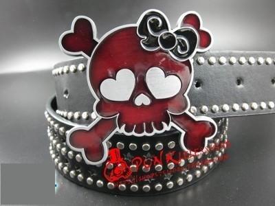 Unisex Rock Style Punk Skull Full Rivets Heavy Metal Bowknot Belts - SolaceConnect.com