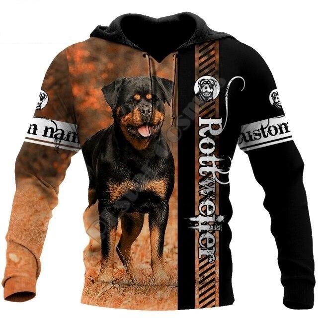 Unisex Rottweiler and Animal 3D All Over Printed Zip Pullover Sweatshirt Hoodies - SolaceConnect.com