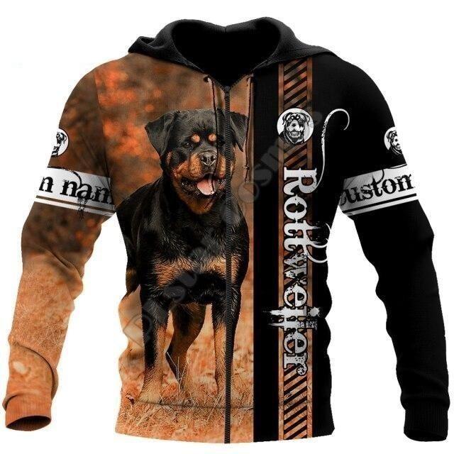 Unisex Rottweiler and Animal 3D All Over Printed Zip Pullover Sweatshirt Hoodies - SolaceConnect.com