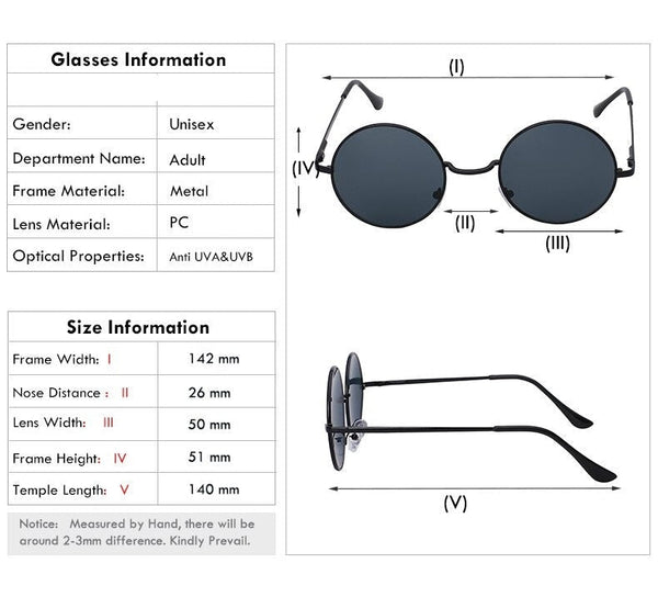 Unisex Round Steampunk Metal Designer Sunglasses with UV400 Protection  -  GeraldBlack.com