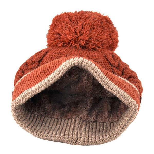 Unisex's Winter Fashion Thick Warm Knitted Beanies with Pompom Mask - SolaceConnect.com