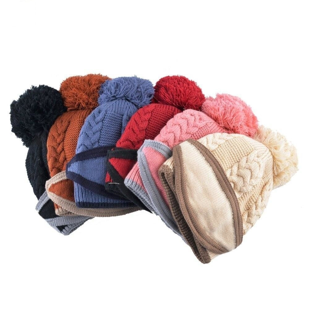 Unisex's Winter Fashion Thick Warm Knitted Beanies with Pompom Mask  -  GeraldBlack.com