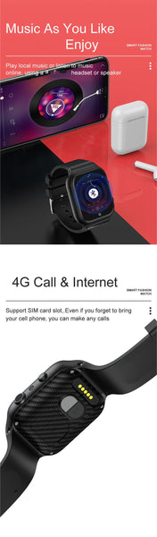 Unisex SIM Card 4G GPS Camera Heart Rate WIFI Support Smart Watch  -  GeraldBlack.com
