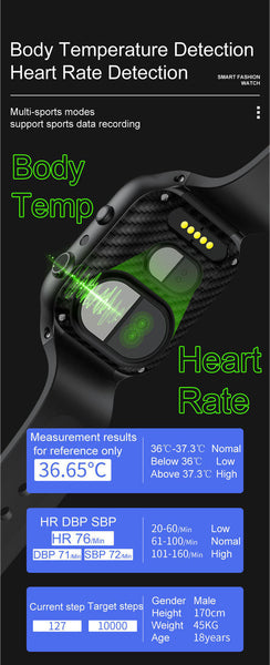 Unisex SIM Card 4G GPS Camera Heart Rate WIFI Support Smart Watch  -  GeraldBlack.com