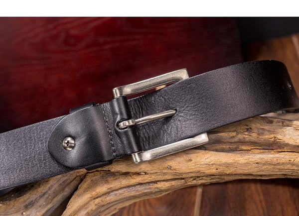 100% Genuine Leather Punk Belts Skull Rivet Studded Belts for Men for Women Jeans Belts with Pin - SolaceConnect.com