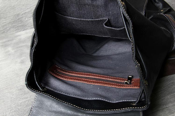 Unisex Soft Genuine Leather European Style Laptop Shoulder Bag Backpacks  -  GeraldBlack.com