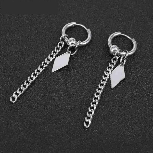 Unisex Square Feather Metallic BTS Fashion Dangle Drop Earrings - SolaceConnect.com
