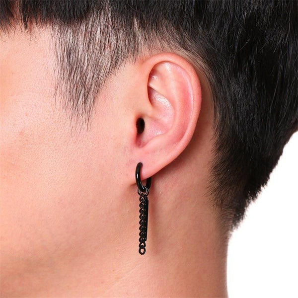 Unisex Stainless Steel Bar Punk Chain Long Piercing Earrings Jewelry  -  GeraldBlack.com