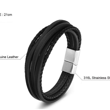 Unisex Stainless Steel Genuine Leather Braid Chain Vintage Bracelets  -  GeraldBlack.com