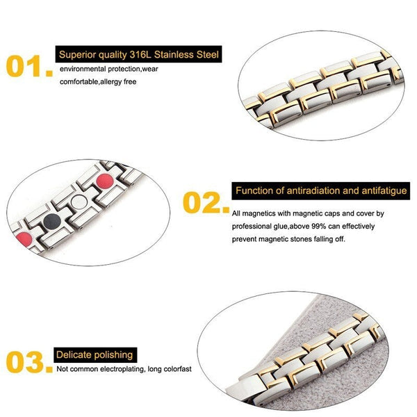 Unisex Stainless Steel Toggle Clasp Link Chain Magnetic Bracelet  -  GeraldBlack.com