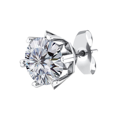 Unisex Sterling Silver Real Classic Round-cut Moissanite Stud Earrings  -  GeraldBlack.com