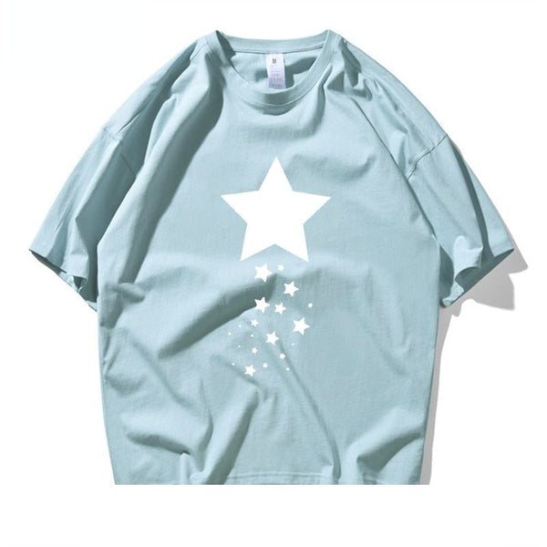 Unisex Summer Casual Cotton Star Printed Short Sleeve Artful T-shirts  -  GeraldBlack.com