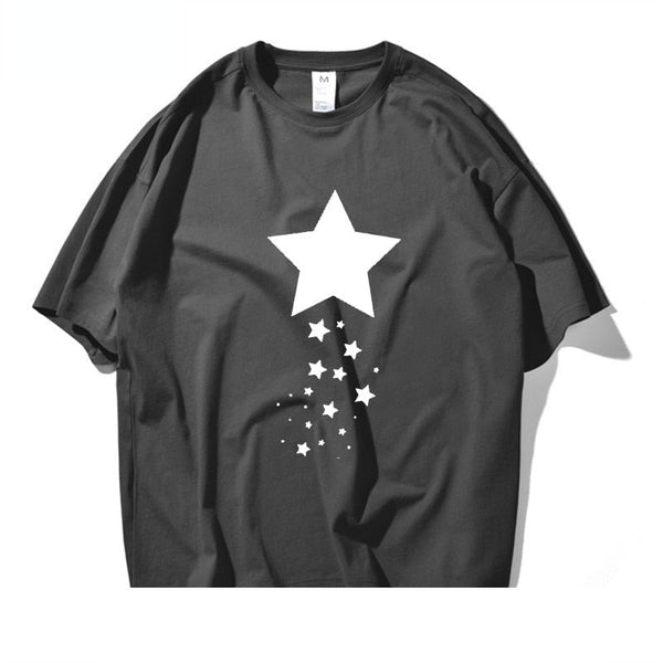 Unisex Summer Casual Cotton Star Printed Short Sleeve Artful T-shirts  -  GeraldBlack.com