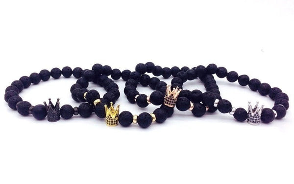 Unisex Trendy Imperial Crown Charm Natural Stone Beads Bracelet  -  GeraldBlack.com