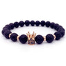 Unisex Trendy Imperial Crown Charm Natural Stone Beads Bracelet - SolaceConnect.com