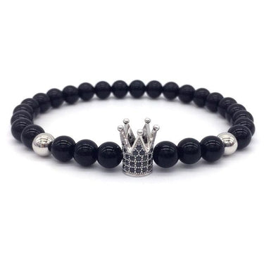 Unisex Trendy Imperial Crown Charm Natural Stone Beads Bracelet - SolaceConnect.com