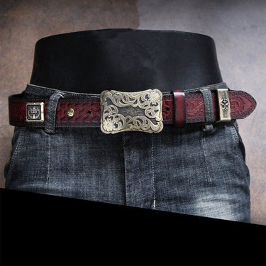 Unisex Vintage Casual Genuine Leather National Style Copper Buckle Belts  -  GeraldBlack.com