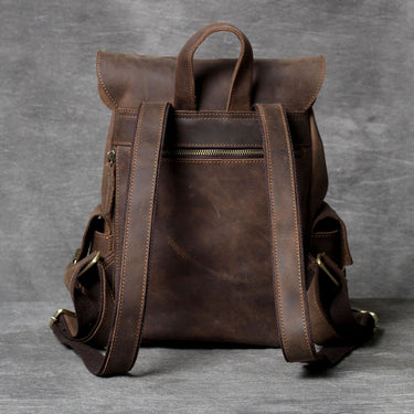 Unisex Vintage Designer Handmade Crazy Horse Leather Backpack  -  GeraldBlack.com