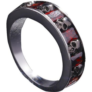 Unisex Vintage Fashion Austrian Gothic Silver CZ Crystal Skull Rings - SolaceConnect.com