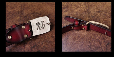 Unisex Vintage Genuine Leather Cowhide Copper Buckle Strap Belt  -  GeraldBlack.com