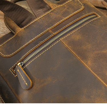 Unisex Vintage Genuine Leather Crazy Horse Daypack Designer Backpack  -  GeraldBlack.com