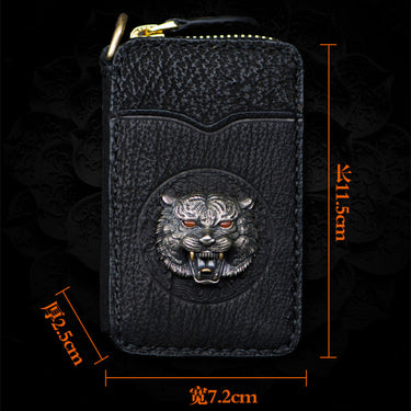 Unisex Vintage Style Box Shaped Genuine Leather Zipper Wallets  -  GeraldBlack.com