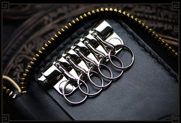 Unisex Vintage Style Box Shaped Genuine Leather Zipper Wallets  -  GeraldBlack.com