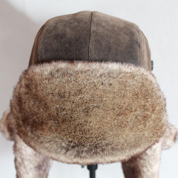 Unisex Warm Synthetic Leather Fur Trapper Cap Russian Ushanka with Ear Flap - SolaceConnect.com