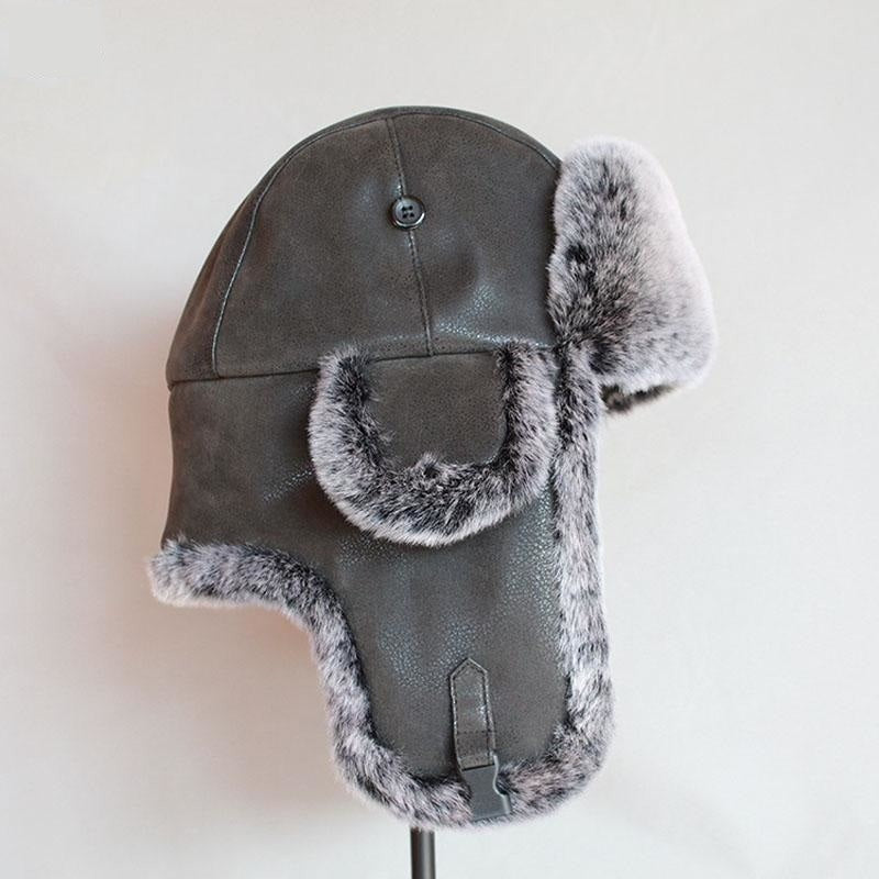 Unisex Warm Synthetic Leather Fur Trapper Cap Russian Ushanka with Ear Flap  -  GeraldBlack.com