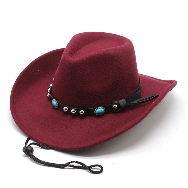 Unisex Western Wide Brim Panama Trilby Jazz Travel Party Sombrero Cowboy Cap Hat With Belt  -  GeraldBlack.com