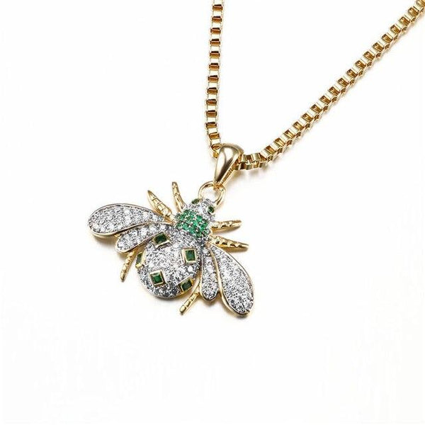 Green CZ Insect Ladybird Cute Jewelry Necklace Gold Color AAA White Cubic Zirconia Classic - SolaceConnect.com