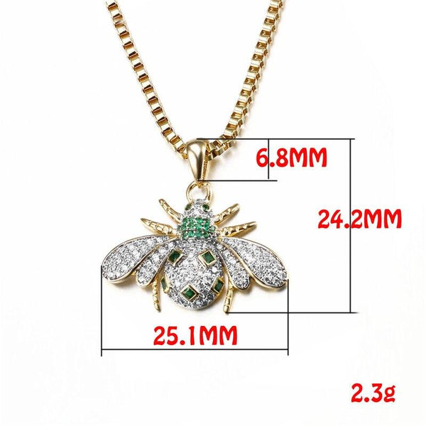 Green CZ Insect Ladybird Cute Jewelry Necklace Gold Color AAA White Cubic Zirconia Classic - SolaceConnect.com
