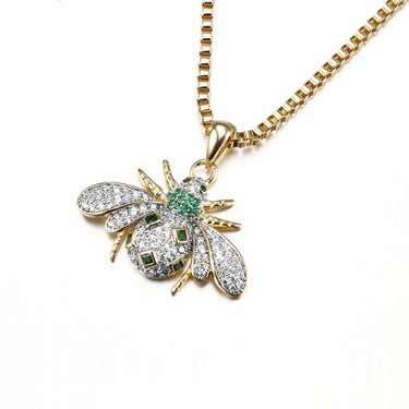 Unisex White Cubic Zirconia Cute Green Ladybird Insect HipHop Pendant Necklace  -  GeraldBlack.com