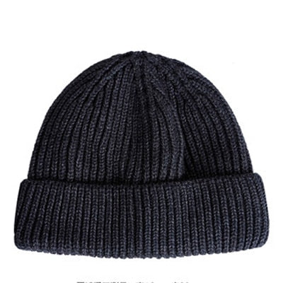 Unisex Winter Fashion Warm Black Blue Gray Color Knitted Beanie Hat  -  GeraldBlack.com