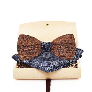 Unisex Wooden Gravatas Bowties Handkerchief Cufflinks Sets for Suits - SolaceConnect.com
