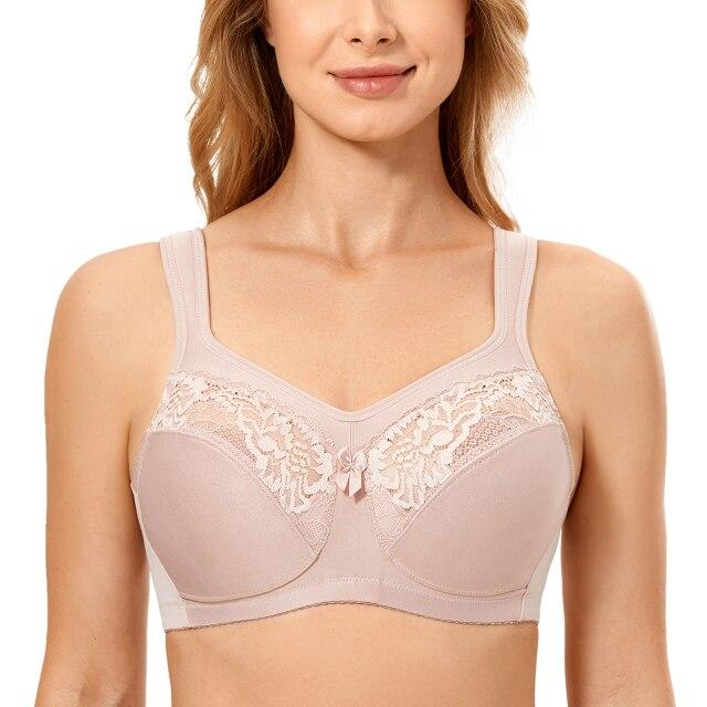 Unlined Plus Size Wirefree Minimizer Support Bra in Rose Smoked Color  -  GeraldBlack.com