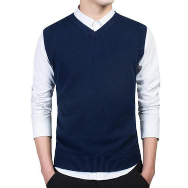 V-Neck Slim Sweater Vest Sleeveless Pullover for Men Autumn Clothing  -  GeraldBlack.com