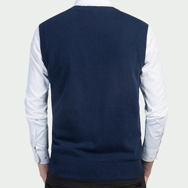 V-Neck Slim Sweater Vest Sleeveless Pullover for Men Autumn Clothing - SolaceConnect.com