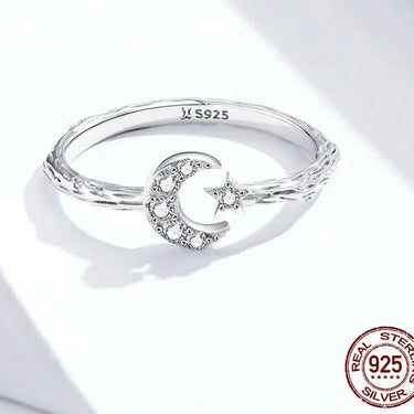 Vintage 925 Sterling Silver Moon and Star Open Adjustable Finger Rings for Women Retro Stylish Jewelry SCR638  -  GeraldBlack.com