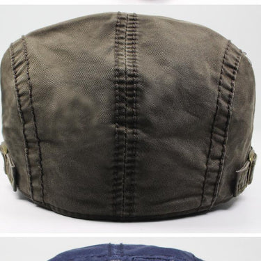 Vintage Beret Letter and Buckle Flat Cotton Men's Cap for Spring Autumn - SolaceConnect.com