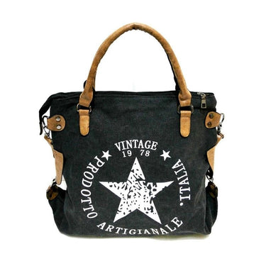 Vintage Big Star Printed Canvas Multifunction Travel Shoulder Handbags  -  GeraldBlack.com
