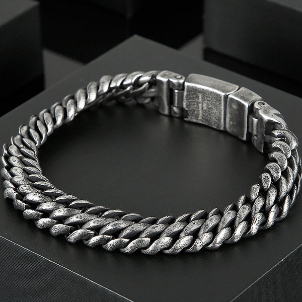 Vintage Bracelet Men 11MM Ancient Black Stainless Steel On Hand Chain Bands Bracelets Jewellery  -  GeraldBlack.com